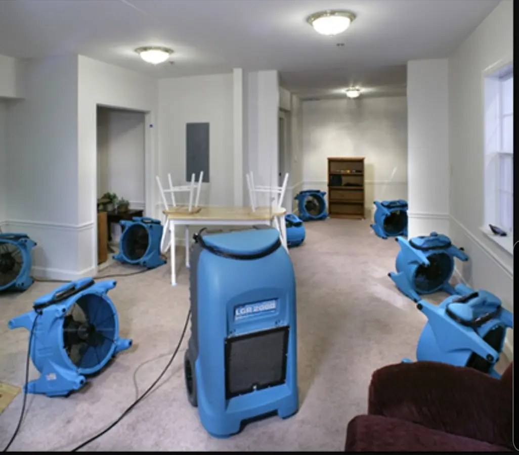 Air movers and dehumidifier setup for Water Damage Restoration in Airway Heights